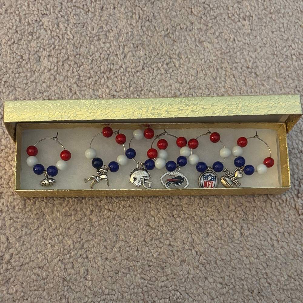 NFL Buffalo Bills Themed Wine Charms Set of 6
